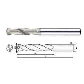 2DUBE - standard keményfém csigafúrók D1 - 12mm rövid