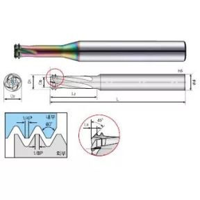4ETMRS multifunkciós menetmarók INOX-hoz M3-M23  (fúr, mar, letör)